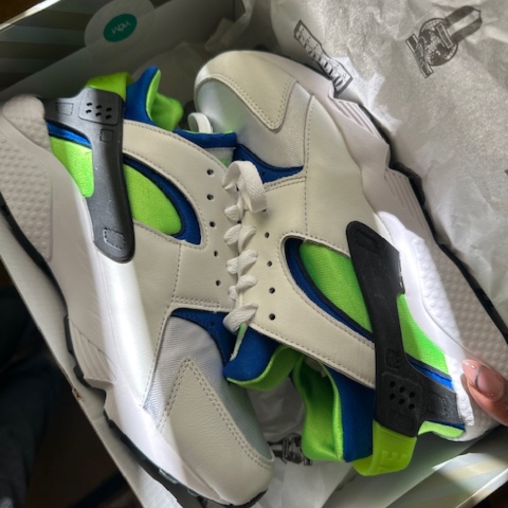 Nike White, Blue, and Green Sneakers